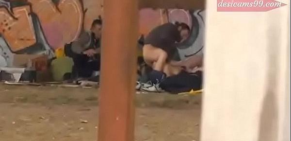  Pure Street Life Homeless Threesome Having Sex On Public